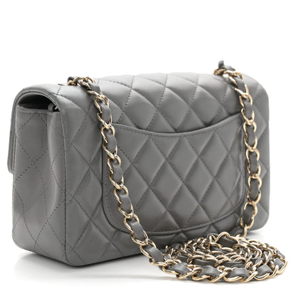 Chanel Lambskin Quilted Mini Rectangular Flap Dark Grey 3 of 11