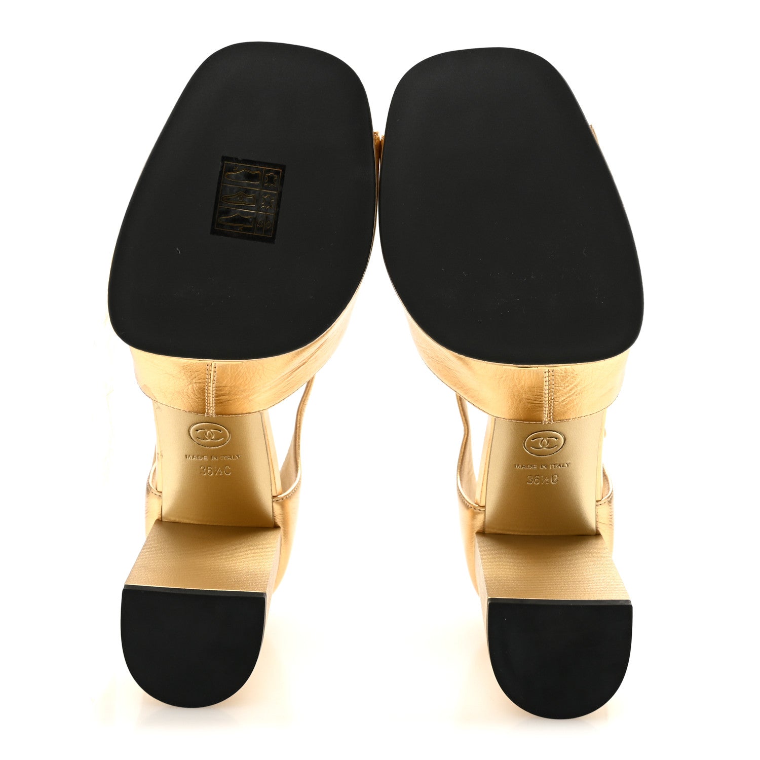 Chanel Laminated Crumpled Lambskin Platform Sandals 36.5 Gold 6 of 10