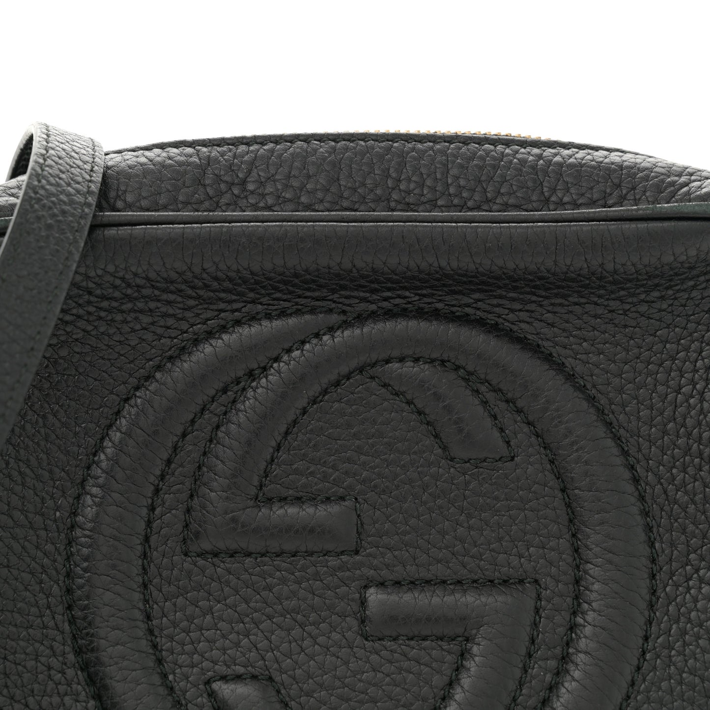 Pebbled Calfskin Small Soho Disco Bag Black