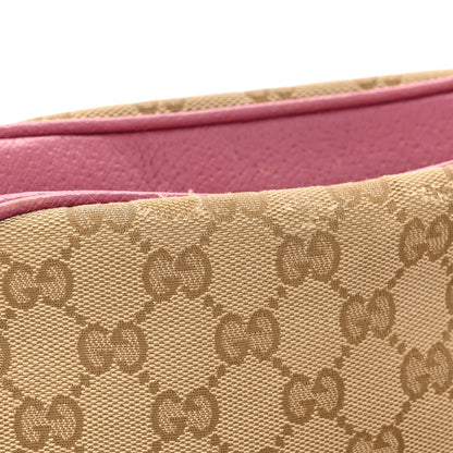 Gucci Monogram Textured Calfskin Mini Bree Messenger Bag Beige Ebony Peonia Flower 14 of 18