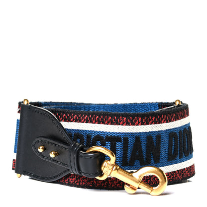 Christian Dior Canvas Embroidered Book Shoulder Strap Blue Multicolor 1 of 4