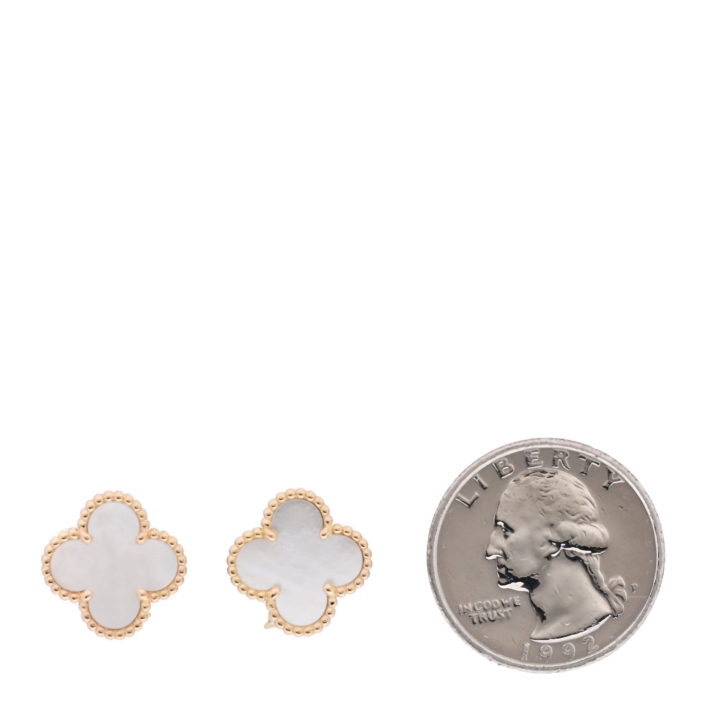 18K Yellow Gold Mother of Pearl Vintage Alhambra Earrings