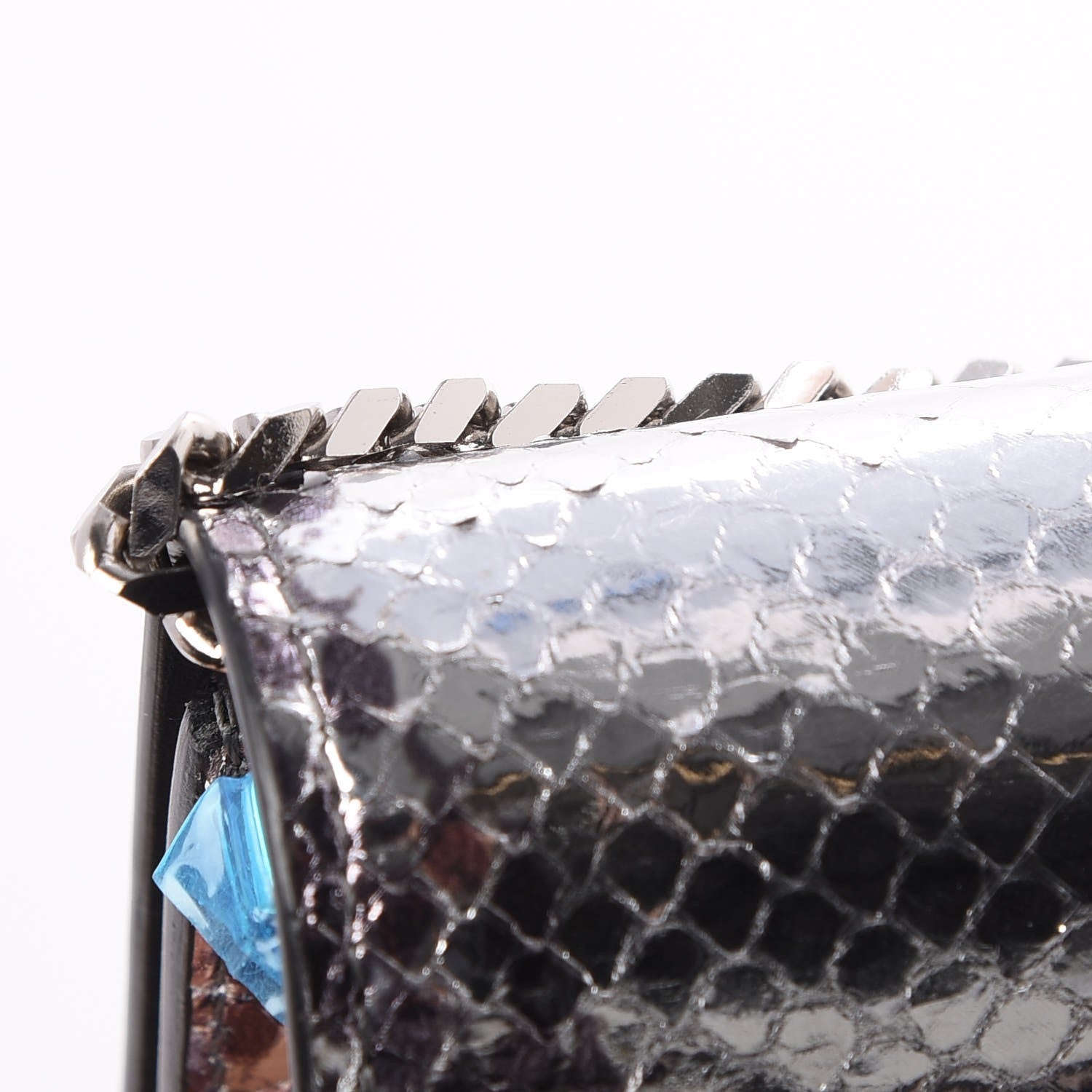 Givenchy Metallic Python Pandora Chain Wallet Silver 9 of 9