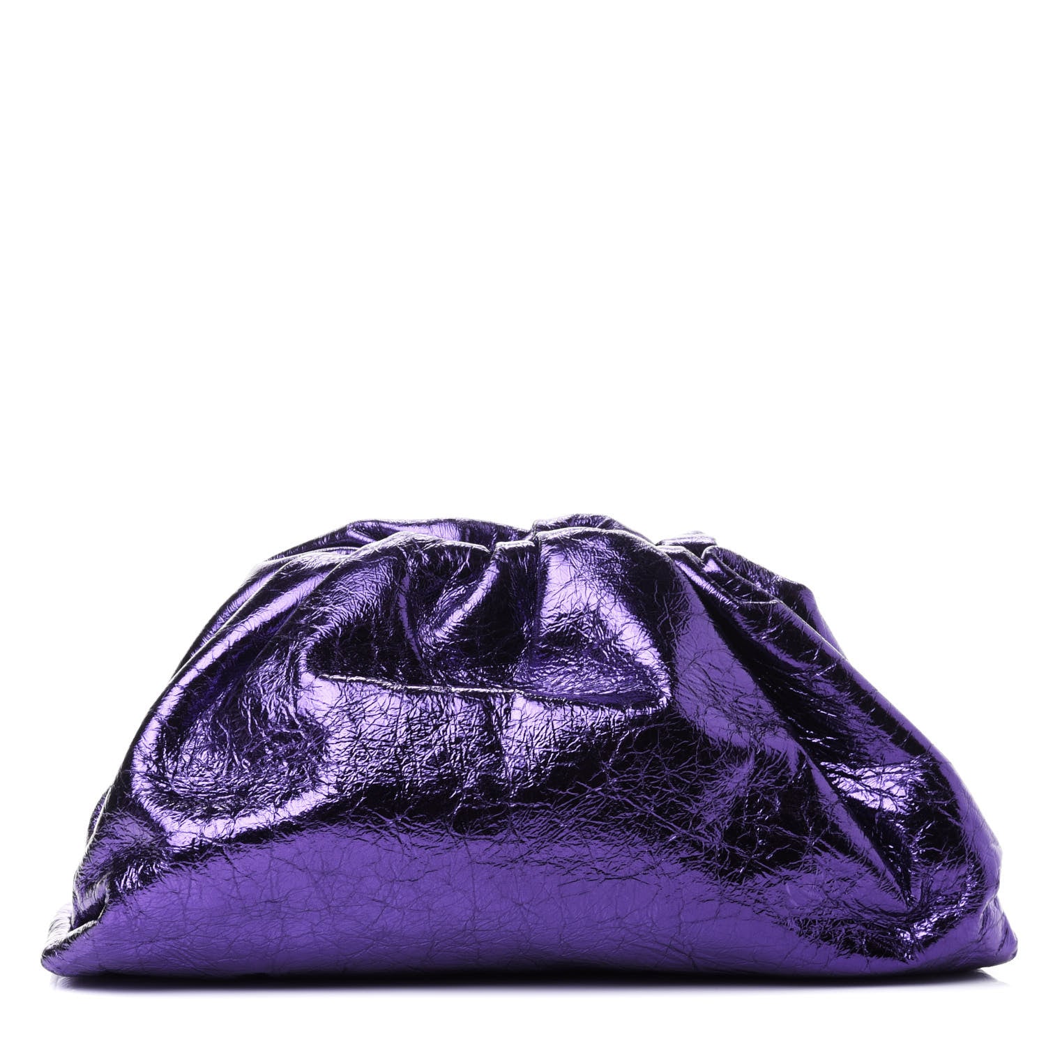 Bottega Veneta Metallic Crinkled Lambskin The Pouch Viola 1 of 4