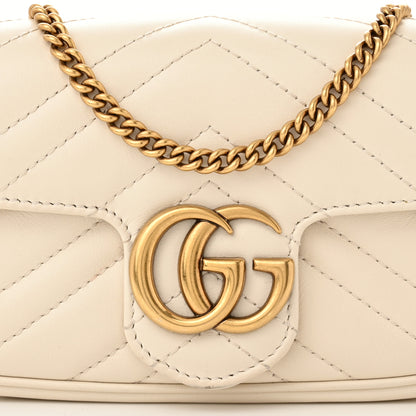 Gucci Calfskin Matelasse Super Mini GG Marmont Shoulder Bag White 8 of 15