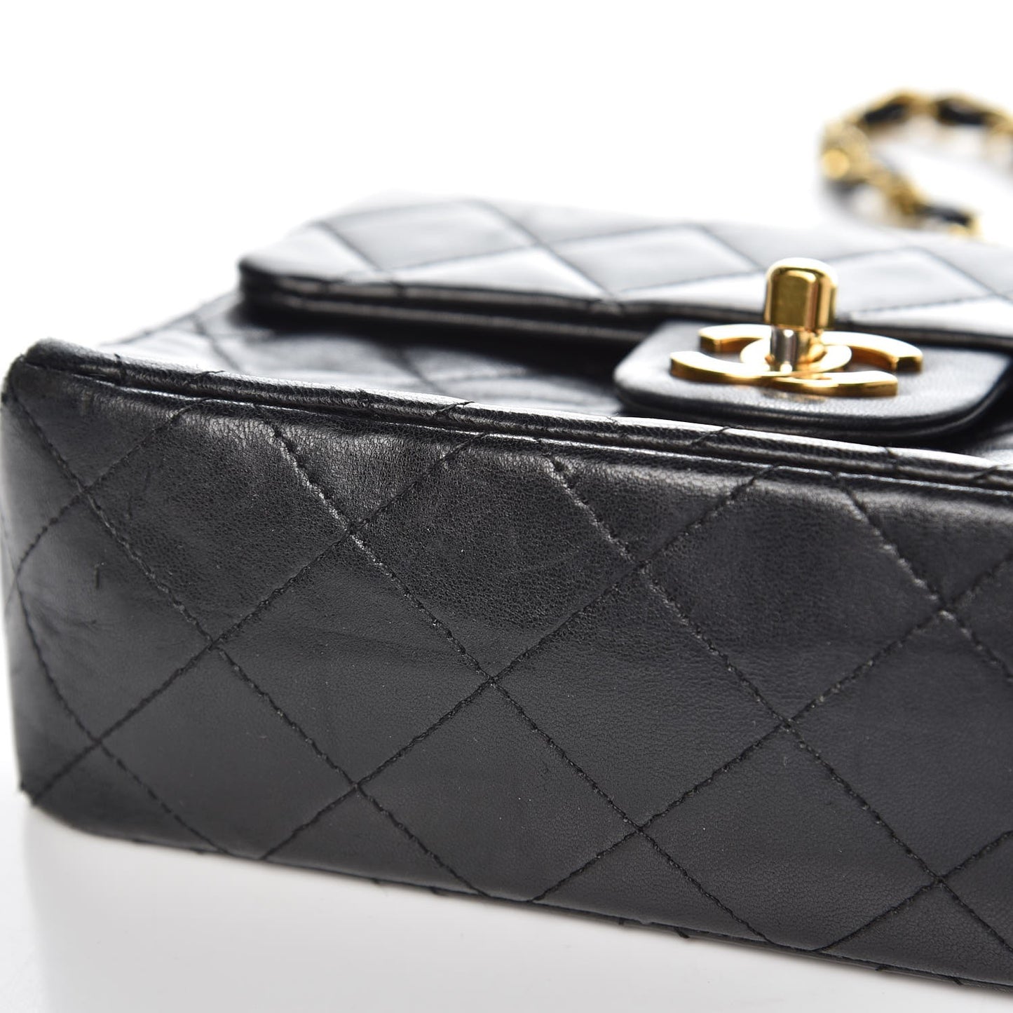 Lambskin Quilted Mini Square Flap Black