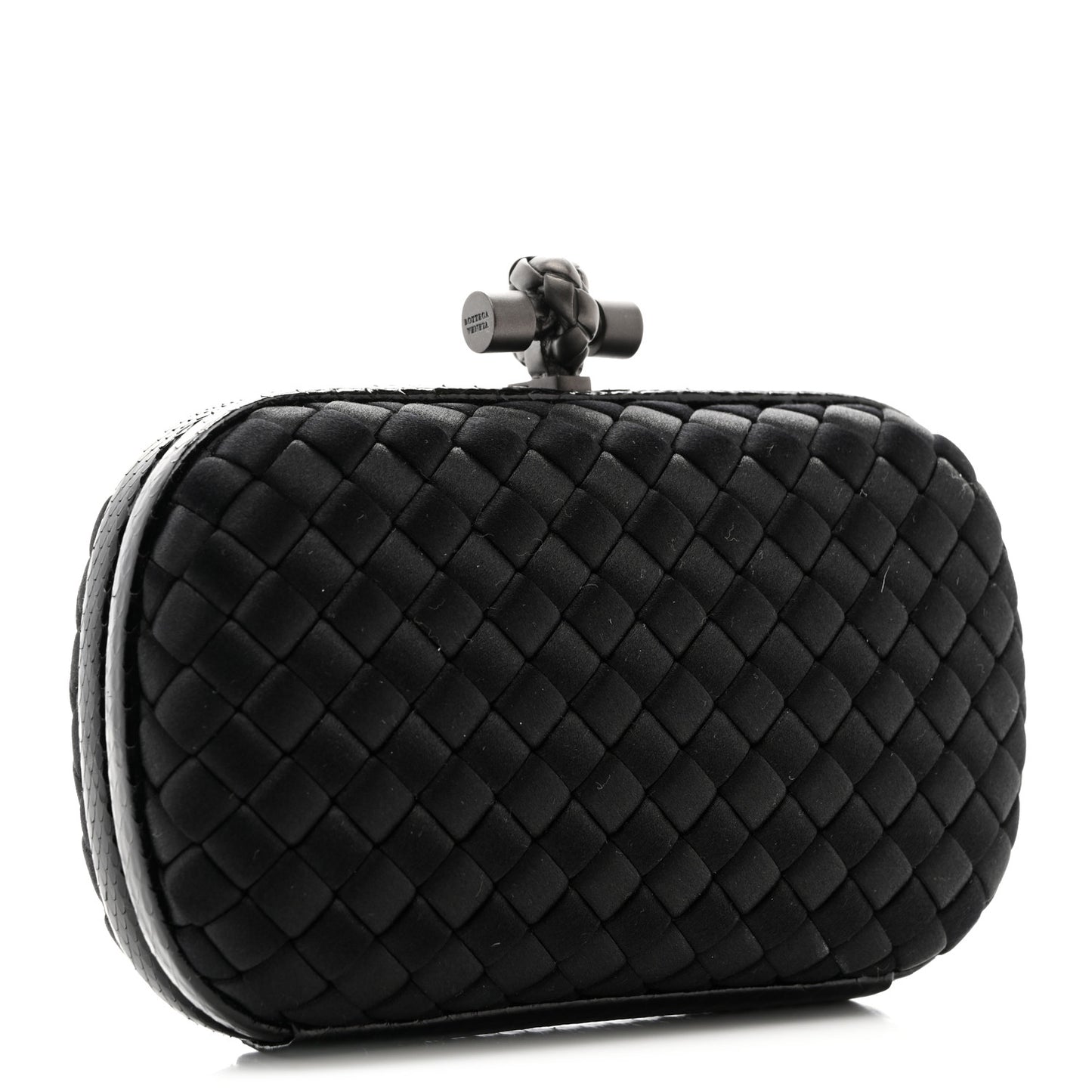 Satin Intreccio Impero Ayers Knot Clutch Black