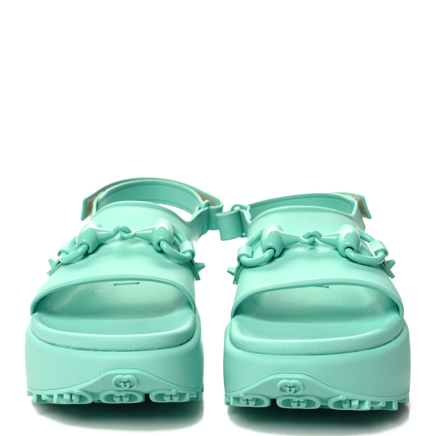 Soft Rubber Horsebit Womens Slingback Sandals 37 Teal Cyan