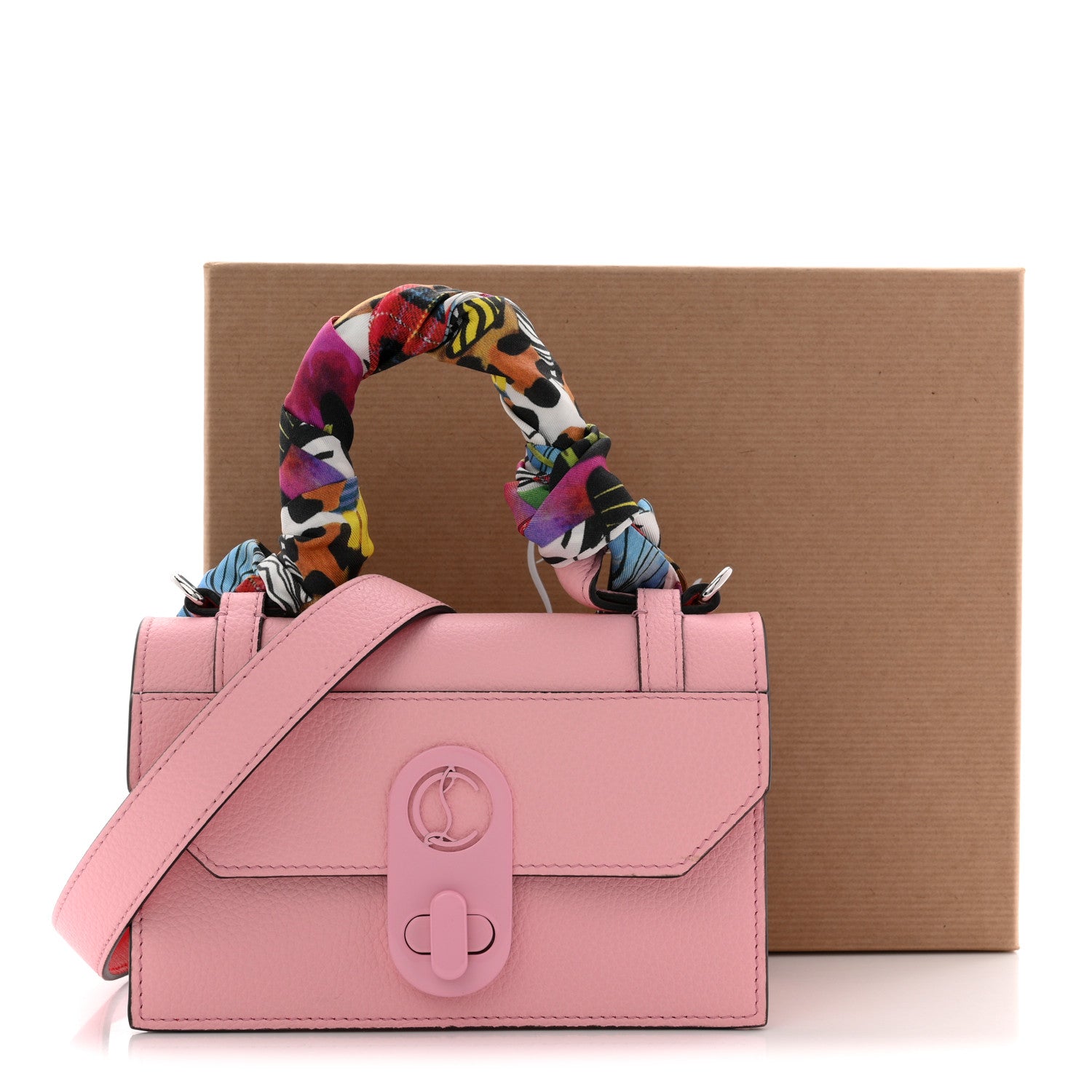 Christian Louboutin Calfskin Empire Silk Mini Elisa Top Handle Bag