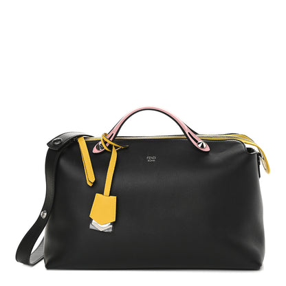 Fendi Vitello Dolce 4 Color Large By The Way Boston Bag Black Multicolor 1 of 8