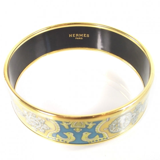 Hermes Enamel BRACELET Bangle Birds Yellow 5 of 7