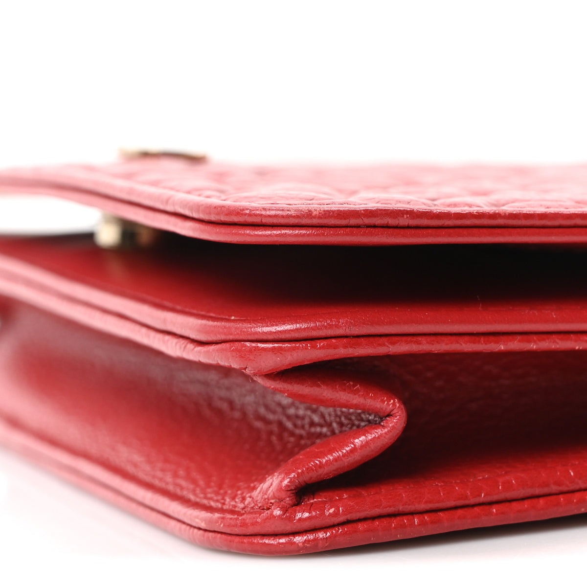 Caviar Camellia Embossed Wallet On Chain WOC Red