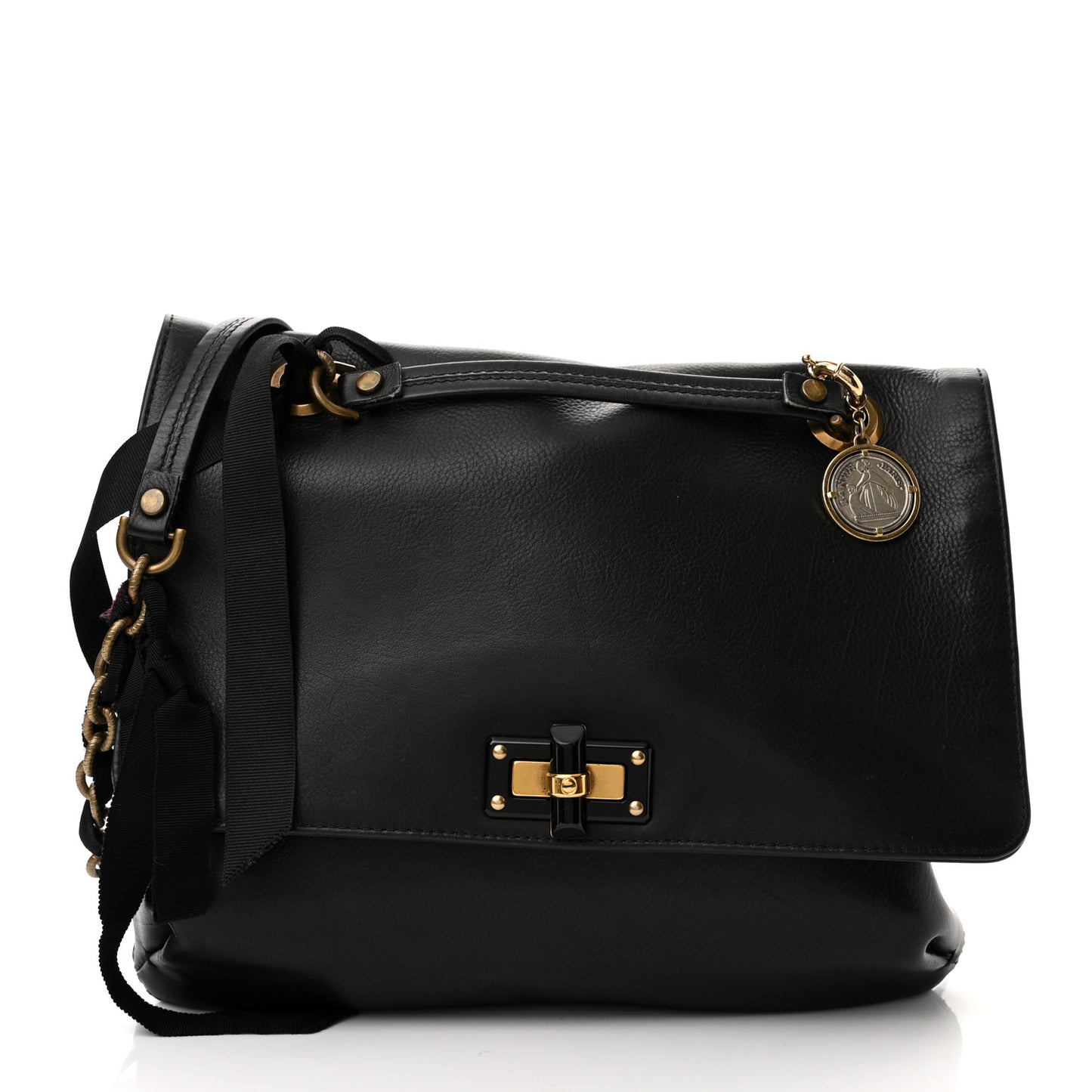 Calfskin Medium Happy Shoulder Bag Black