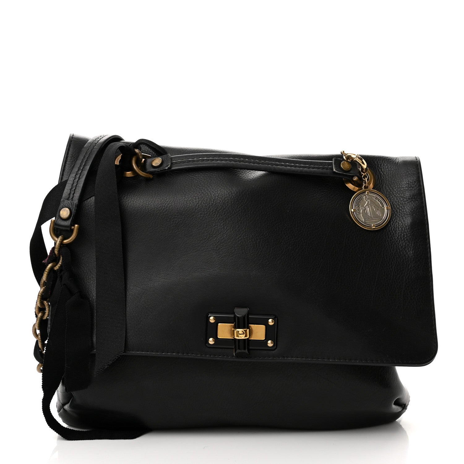 Lanvin Calfskin Medium Happy Shoulder Bag Black 1 of 8