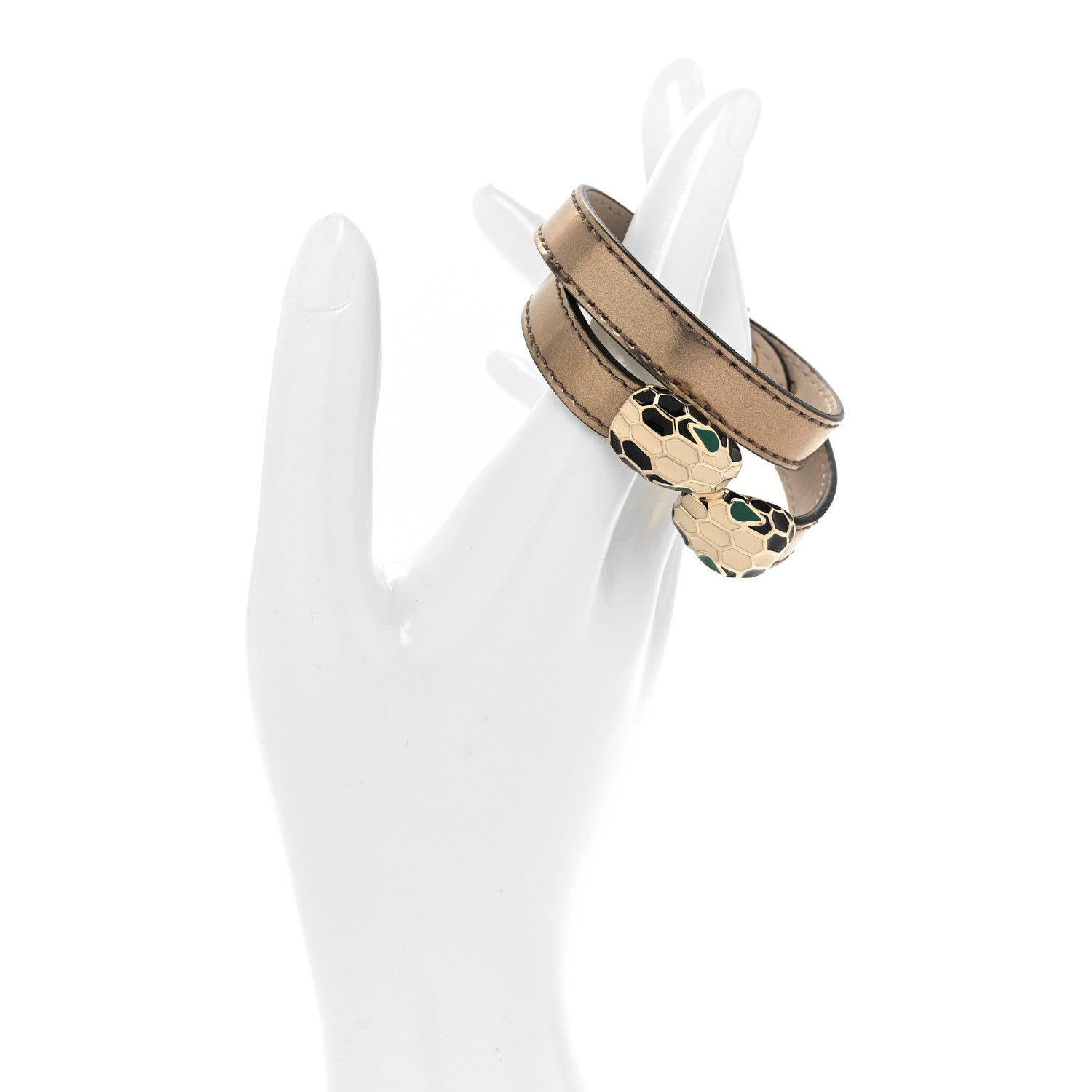 Bulgari Metallic Calfskin Serpenti Forever Double Coil Bracelet S Antique Bronze 2 of 6