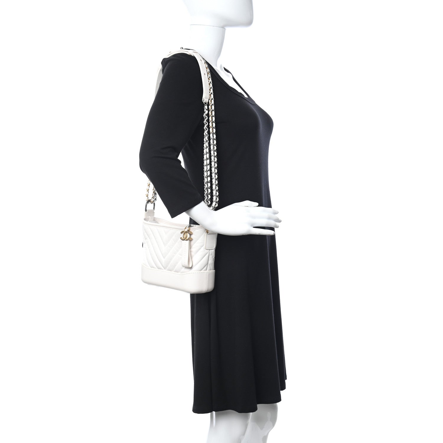 Chanel Aged Calfskin Chevron Quilted Small Gabrielle Hobo Beige 2 of 10