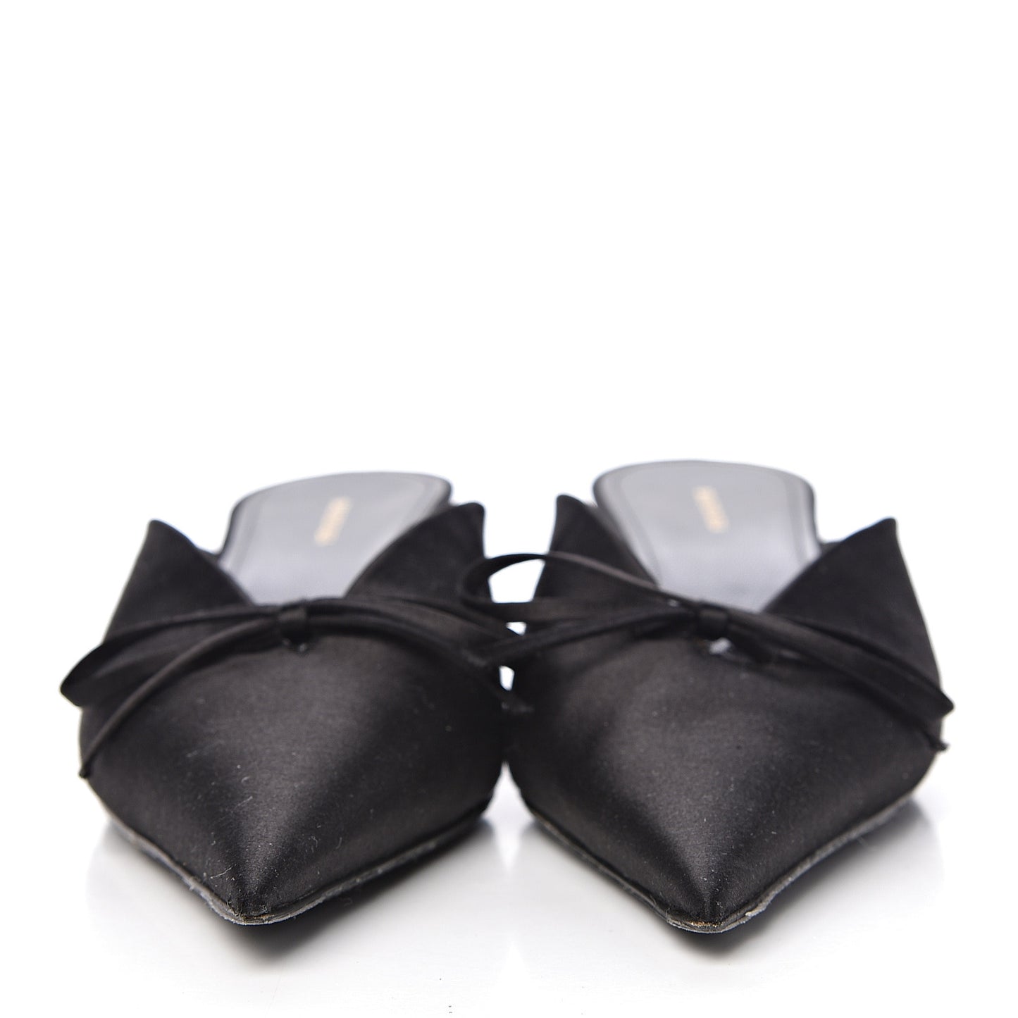 Satin Pointed Toe Knife 40mm Mules 37 Black