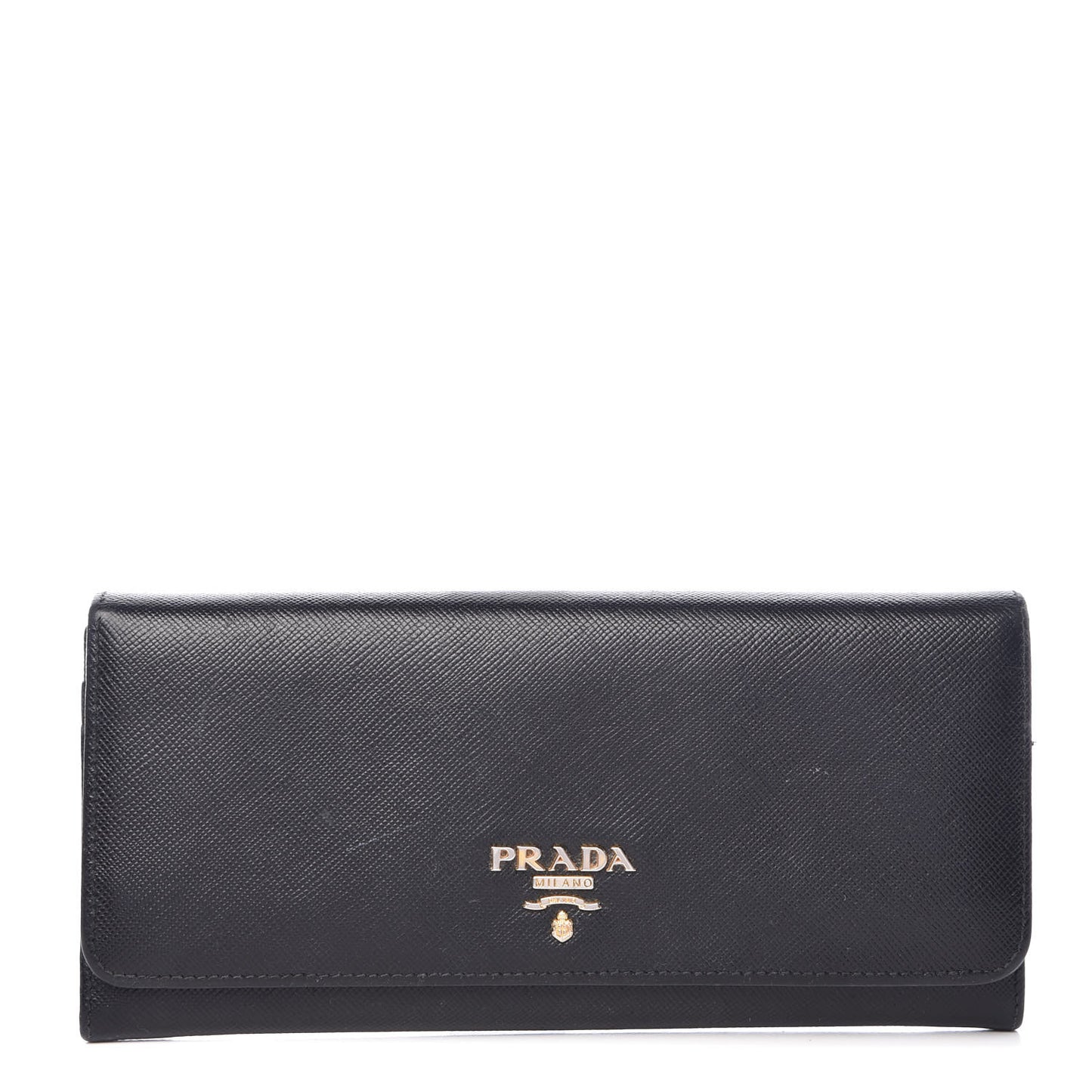 Saffiano Metal Continental Flap Wallet Black