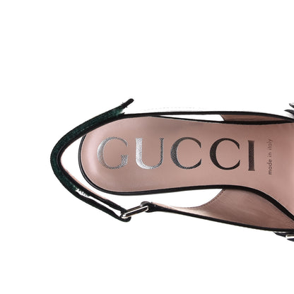 Gucci Malaga Kid Web Horsebit Low Heel Slingback Pumps 36.5 Black 6 of 8