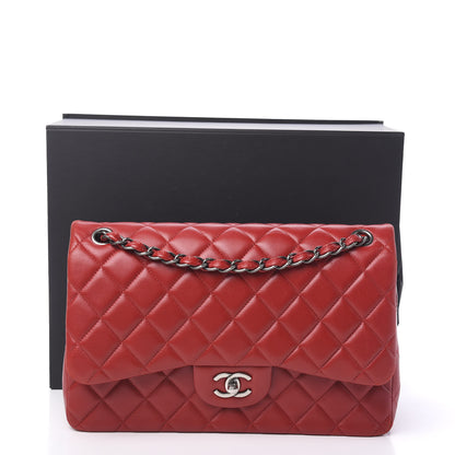 Chanel Lambskin Quilted Jumbo Double Flap Red 11 of 11
