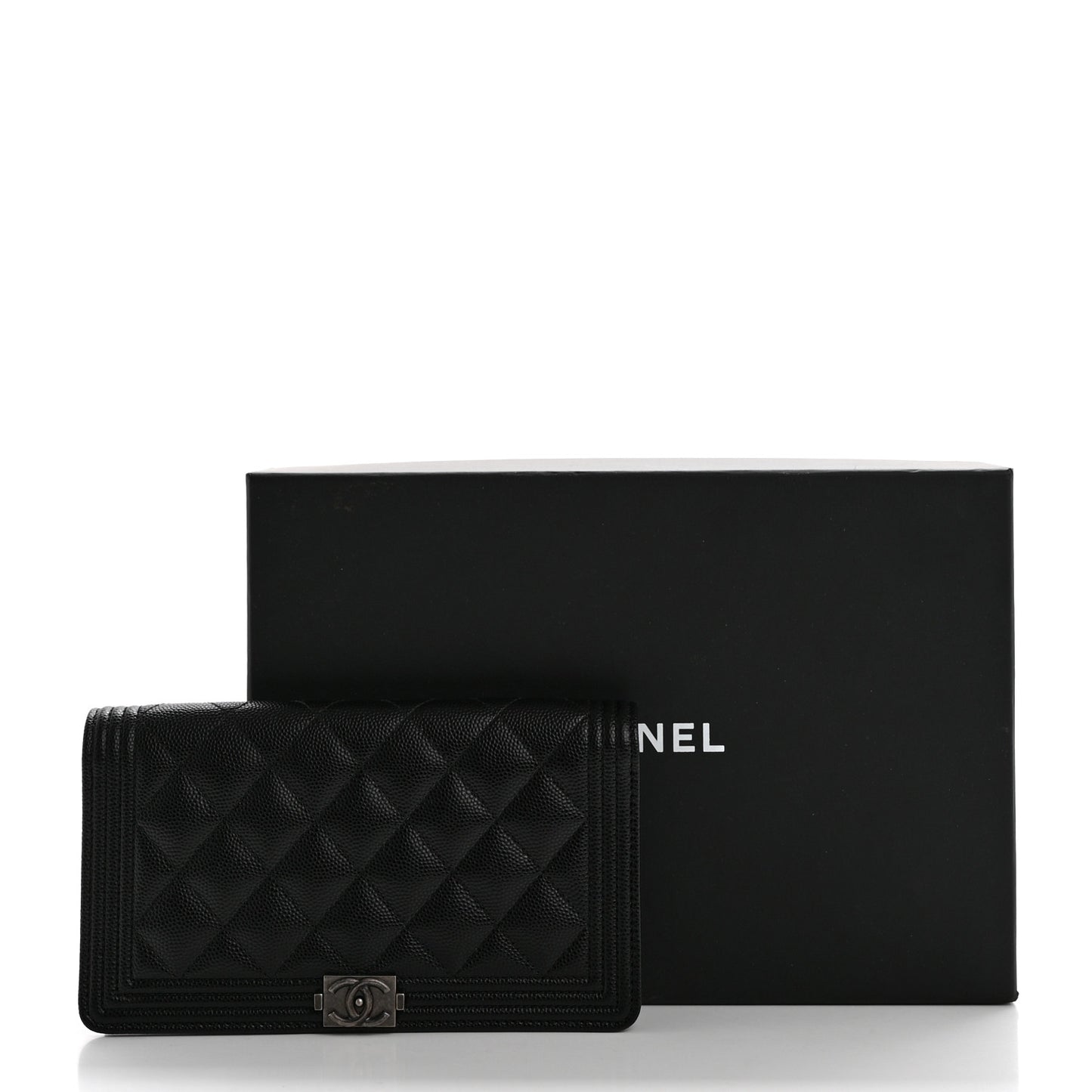 Caviar Quilted Boy Yen Wallet Black