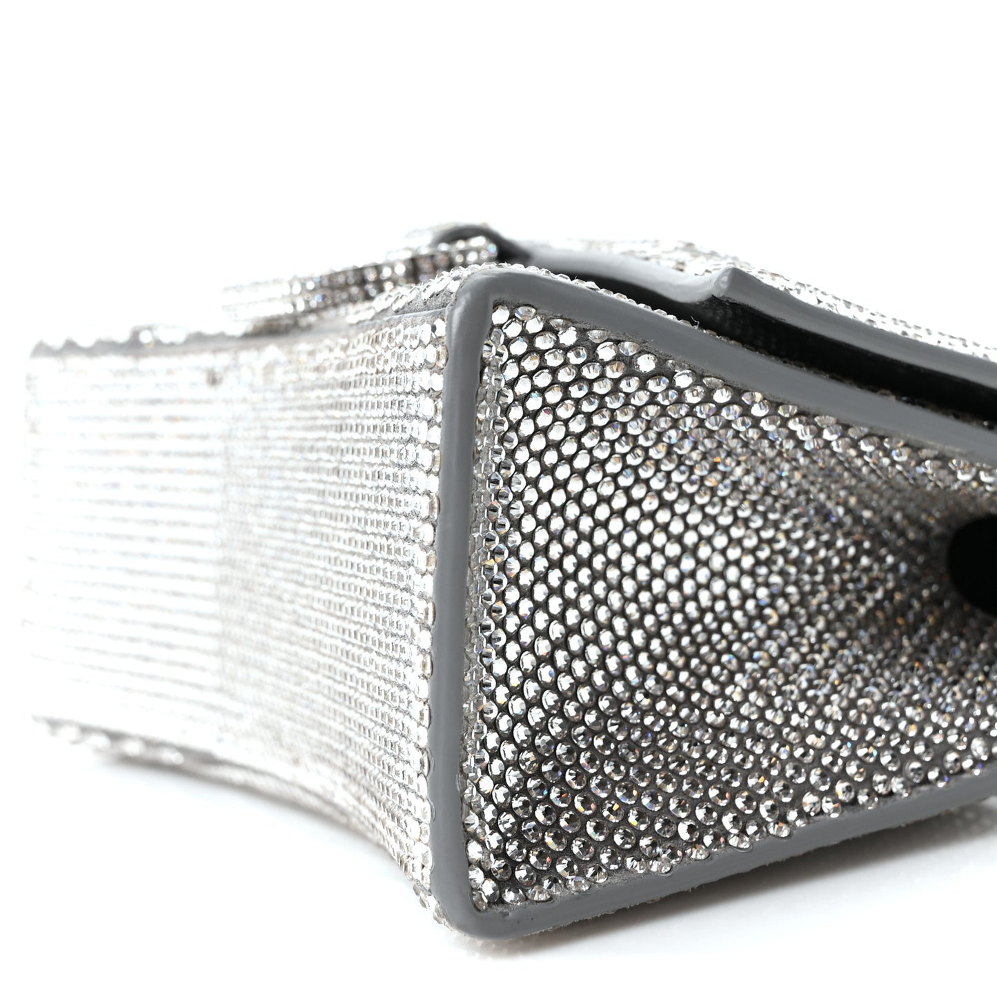 Strass Suede Hourglass Top Handle Bag XS Smoke Grey Crystal