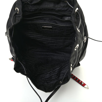 Prada Nylon New Vela Studded Backpack Black Fuoco 4 of 4