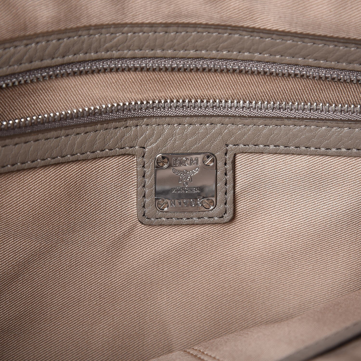 MCM Calfskin Ottomar Monogram Medium Klara Shopper Tote Urban Taupe 6 of 8