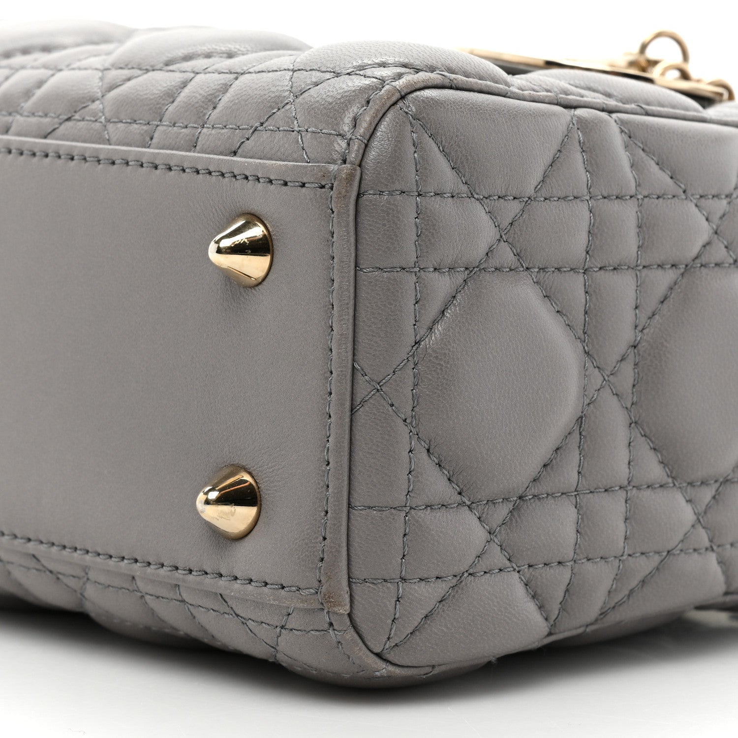 Christian Dior Lambskin Cannage Small Lucky Badges My Lady Dior Grey 8 of 19