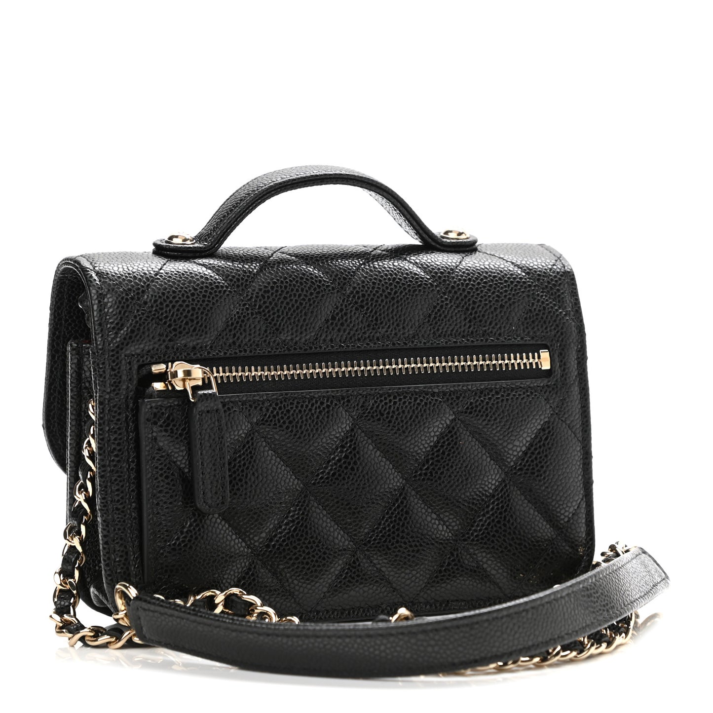 Caviar Quilted Business Affinity Clutch With Chain Black