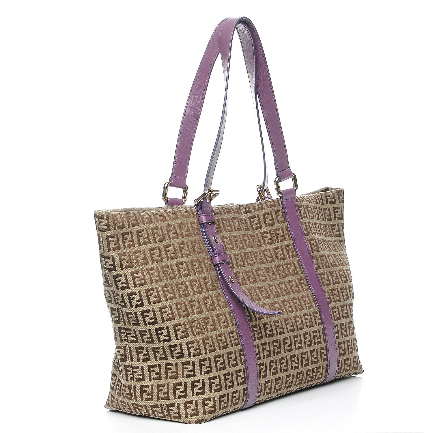 Fendi Zucchino Charm Large Shopper Tote Purple 3 of 7