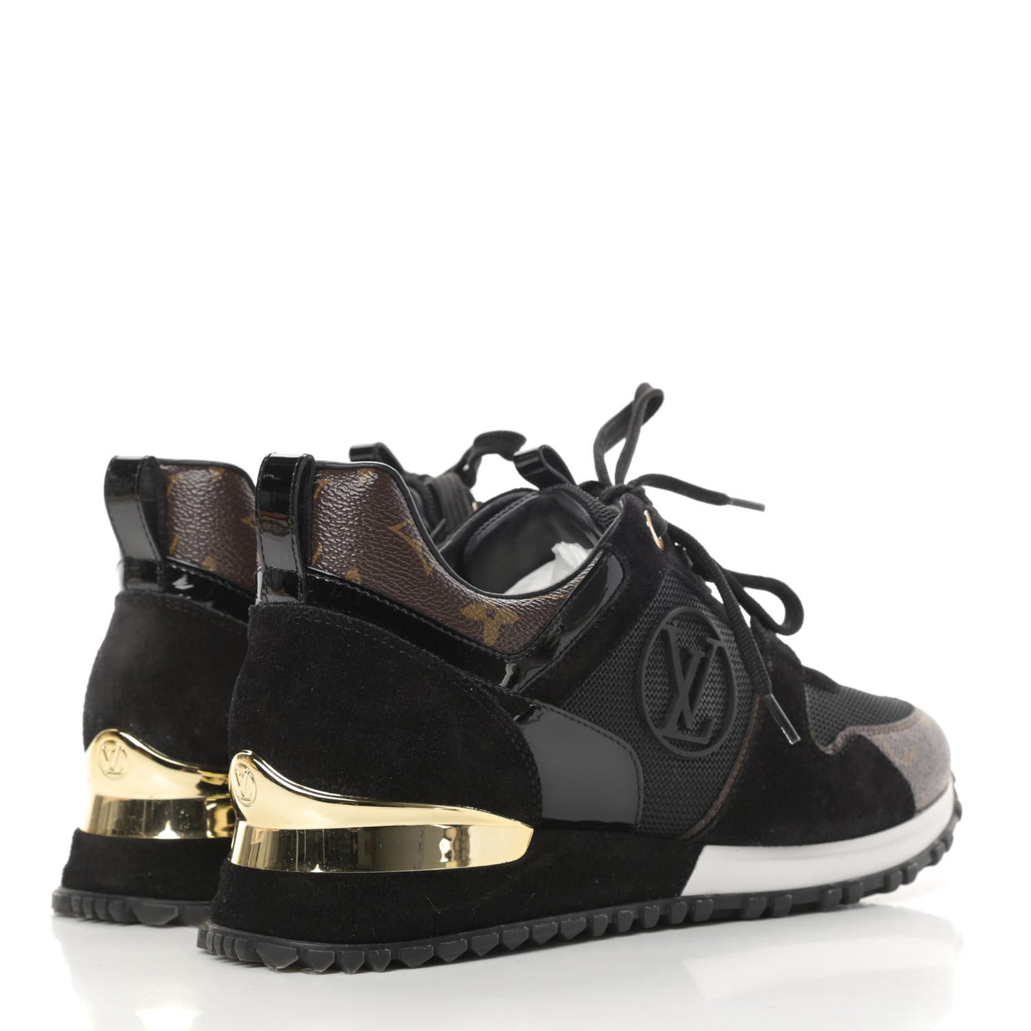 Suede Monogram Run Away Sneakers 37.5 Black