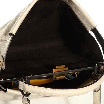 Fendi Goatskin Elaphe Large Peekaboo Iconic Satchel Latte Natural 5 of 8
