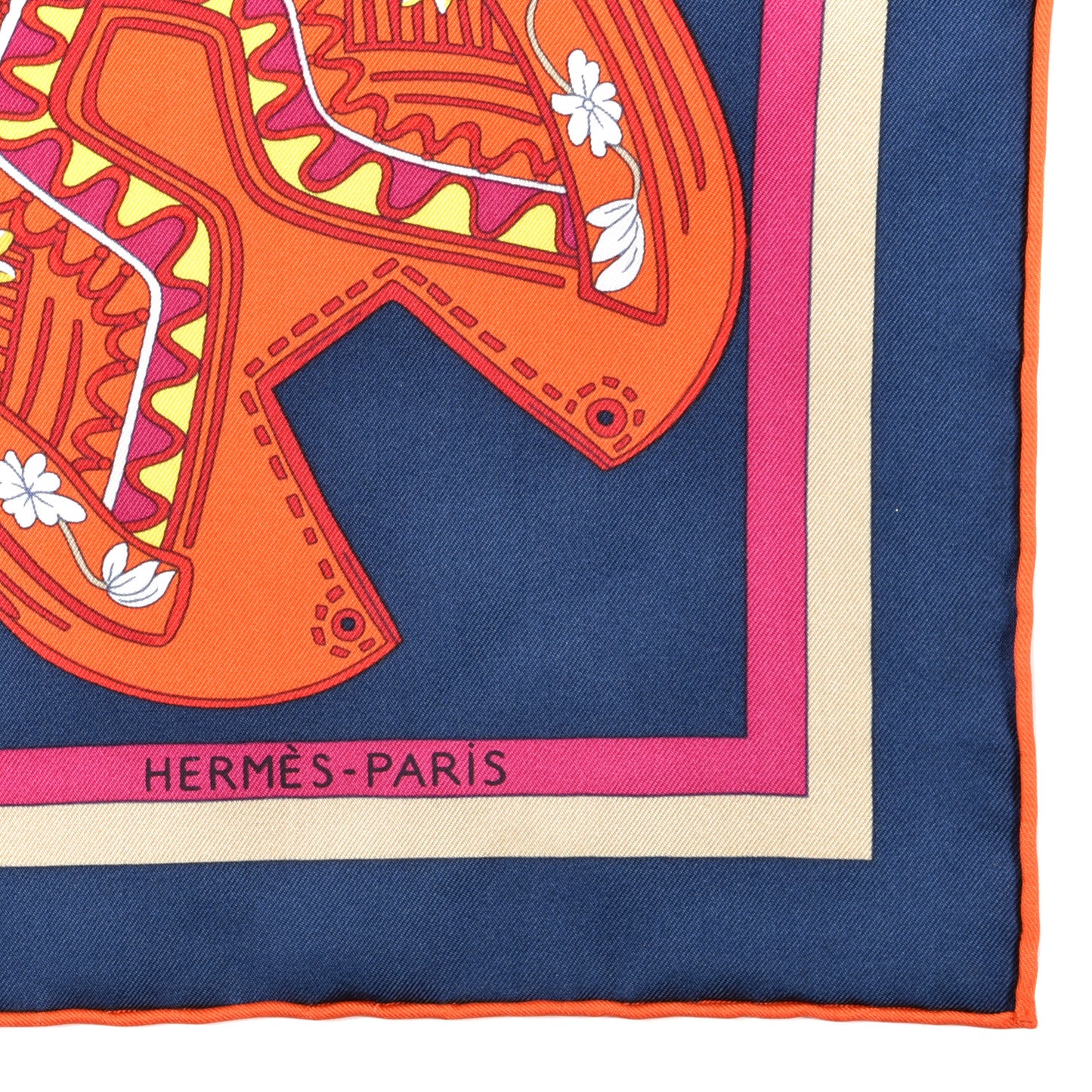 Silk Tapis De Selle Scarf 90 Marine Violet Rouge