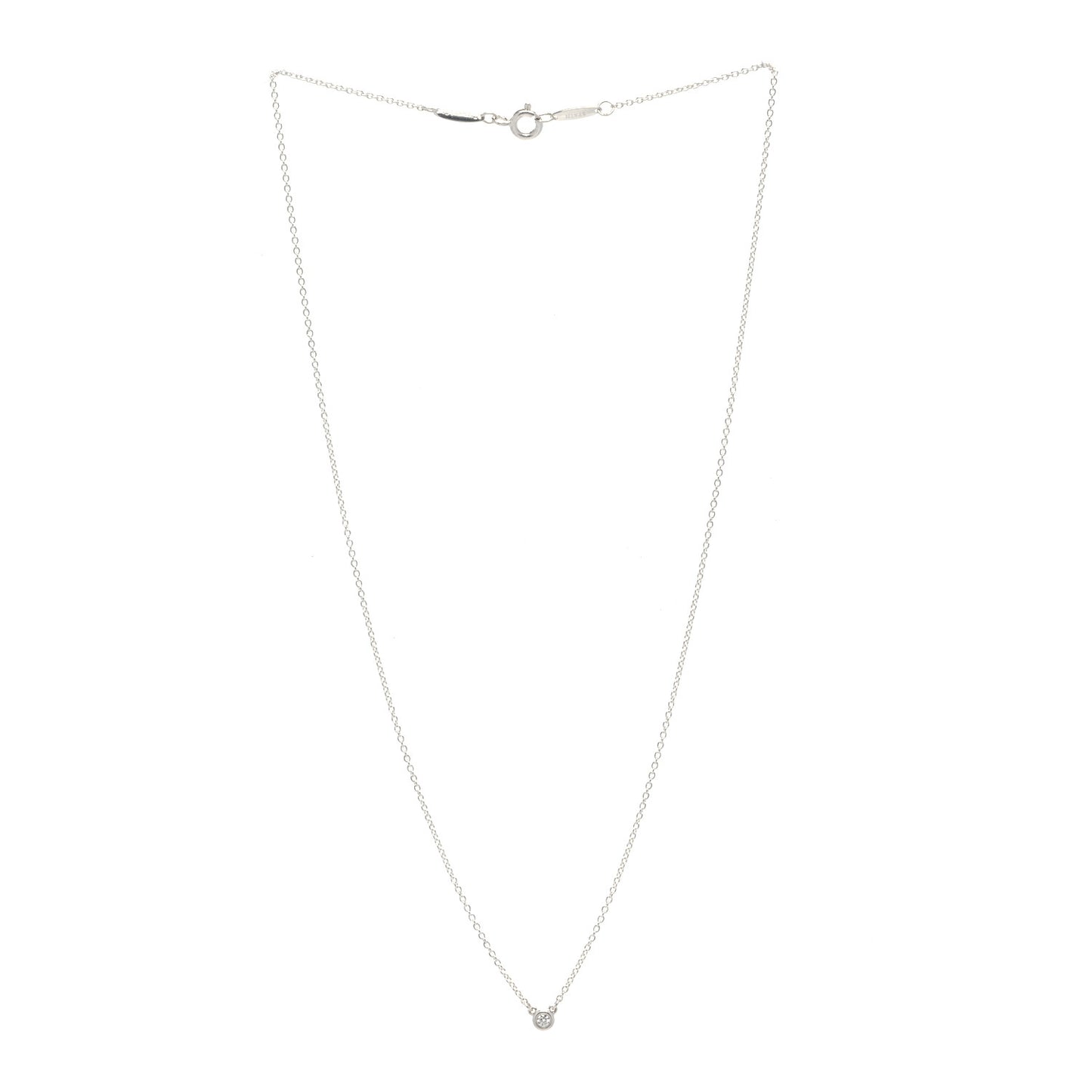 Sterling Silver Diamond .03ct Elsa Peretti Diamonds by the Yard Pendant Necklace