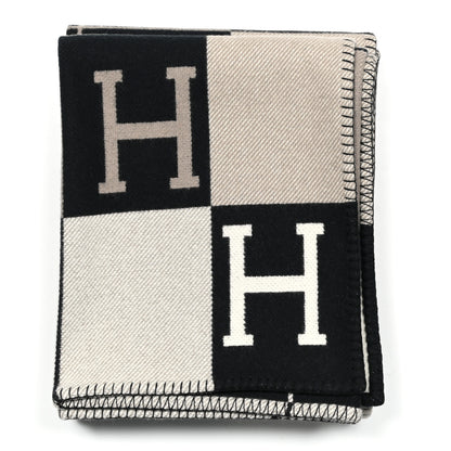 Hermes Wool Cashmere Avalon III Blanket Ecru Black 1 of 3