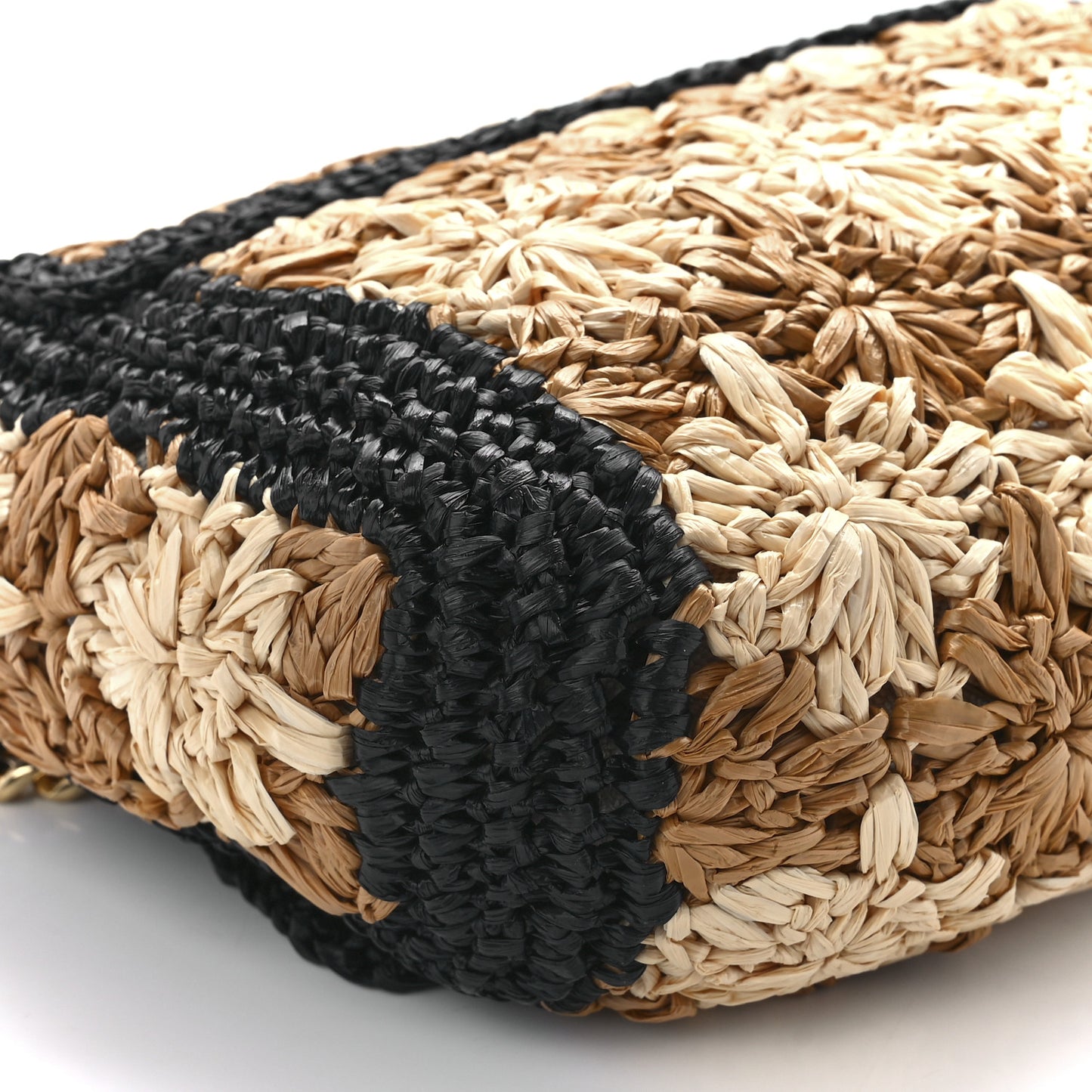 Raffia Azalea Calfskin Crochet Flower Small GG Marmont Shoulder Bag Natural Ecru Black
