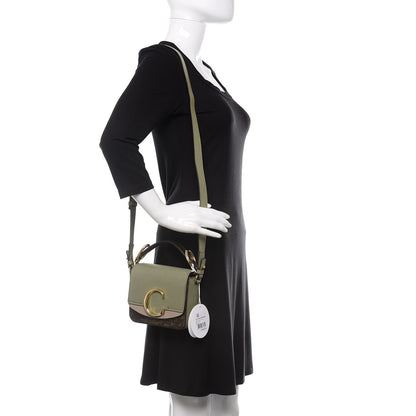 Chloe Goatskin Calfskin Lizard Embossed Mini C Double Carry Antique Green 2 of 9