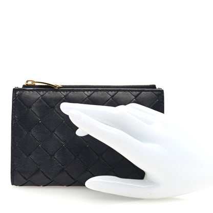 Bottega Veneta Nappa Intrecciato Medium Bifold Zip Wallet Navy 2 of 7