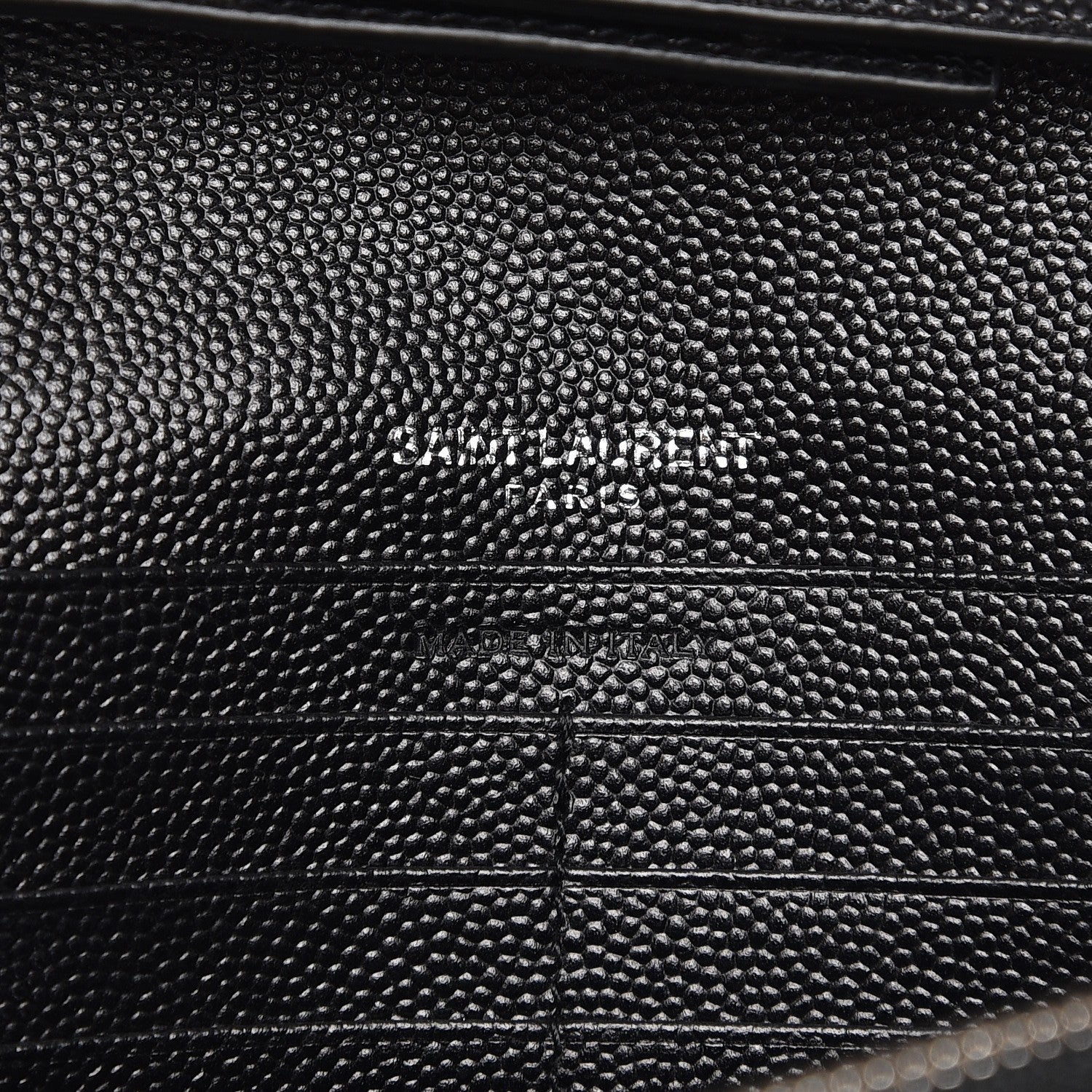 Saint Laurent Grain De Poudre Matelasse Chevron Monogram Chain Wallet Black 6 of 7