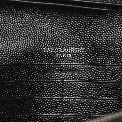 Saint Laurent Grain De Poudre Matelasse Chevron Monogram Chain Wallet Black 6 of 7