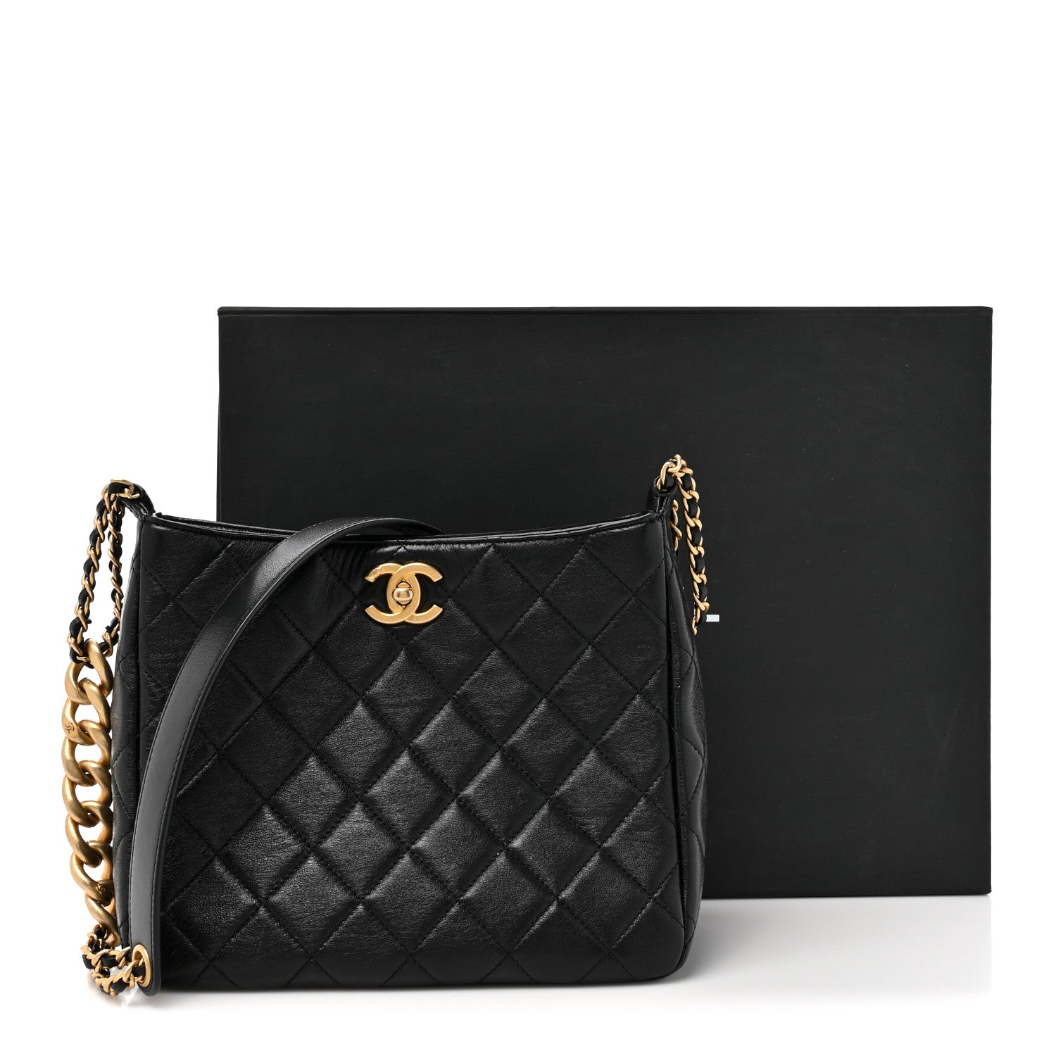 Chanel Shiny Lambskin Quilted CC Hobo Black 11 of 11
