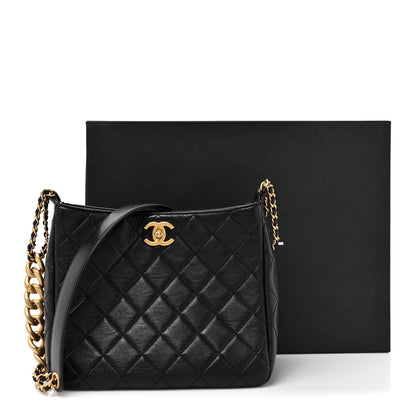 Chanel Shiny Lambskin Quilted CC Hobo Black 11 of 11