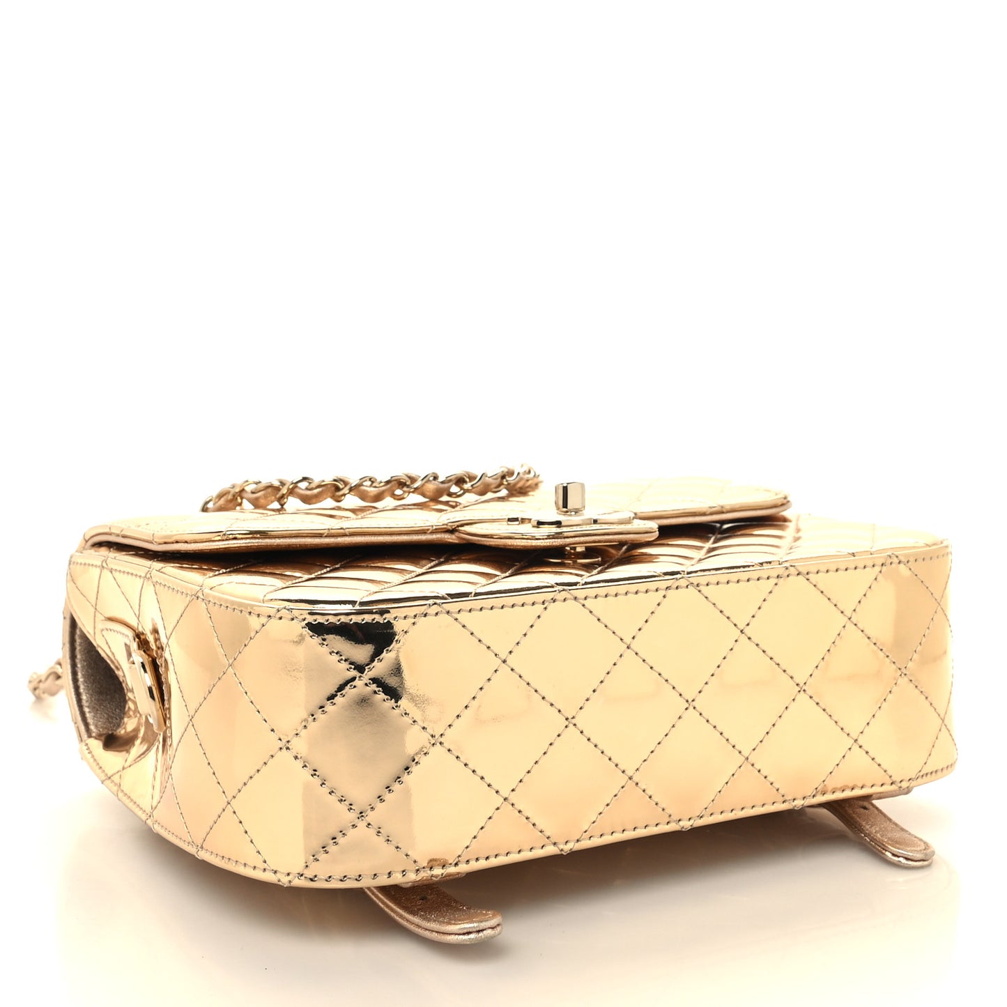 Mirror Calfskin Metallic Calfskin Quilted Hollywood Boulevard Backpack With Coin Purse Gold