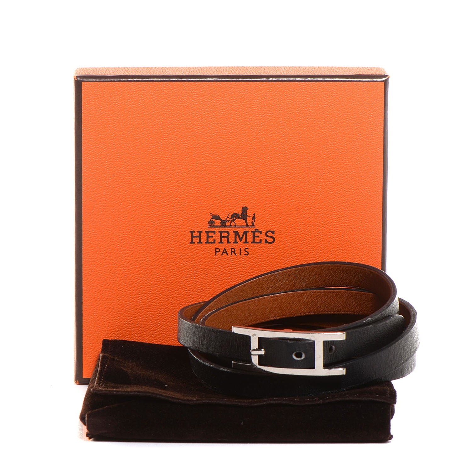 Hermes Chamonix Hapi 3 GM Triple Tour Wrap Bracelet Black 10 of 16