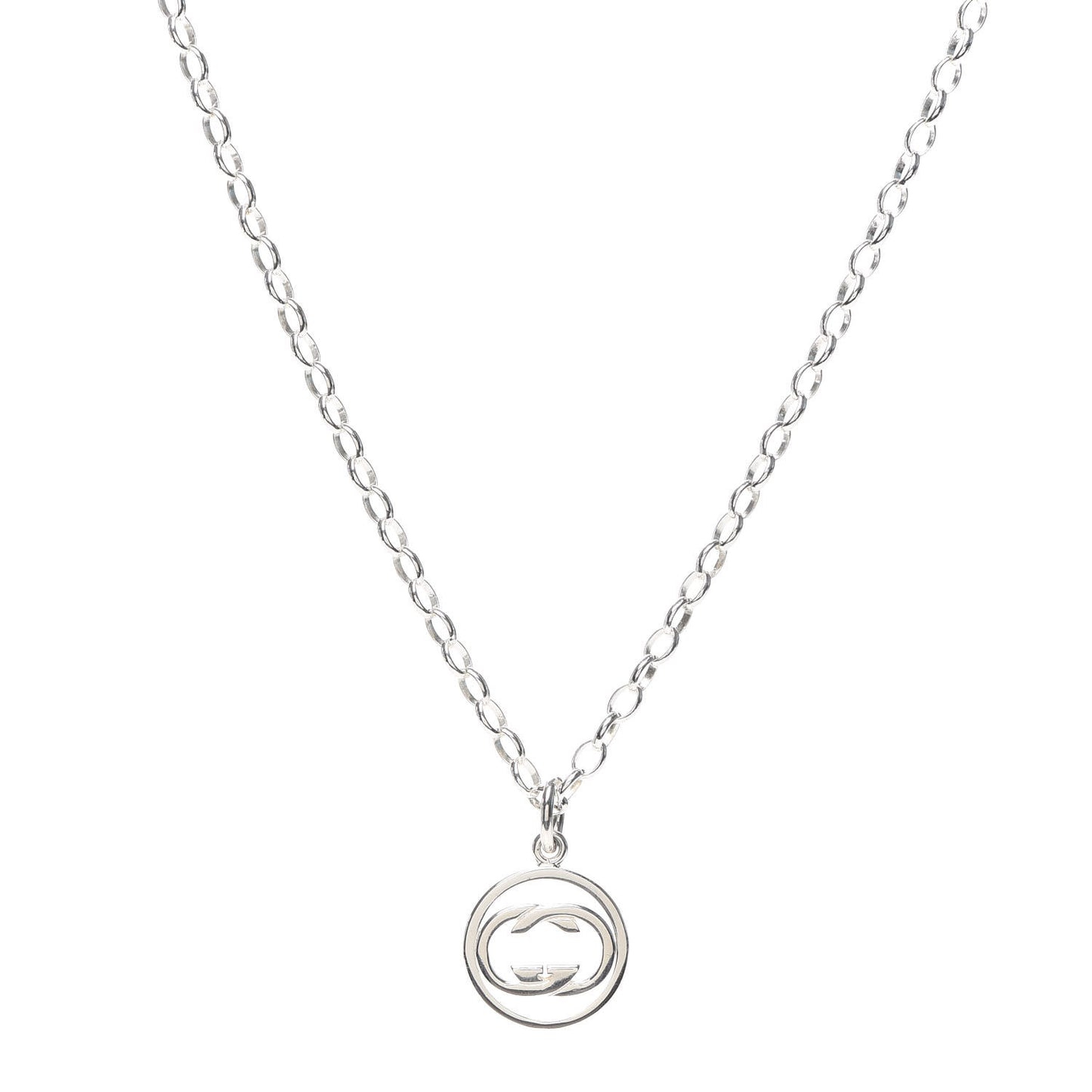 Sterling Silver Interlocking Circle GG Pendant Necklace