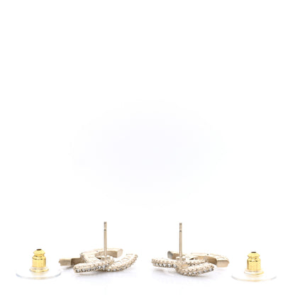Chanel Crystal Timeless CC Earrings Light Gold 3 of 5