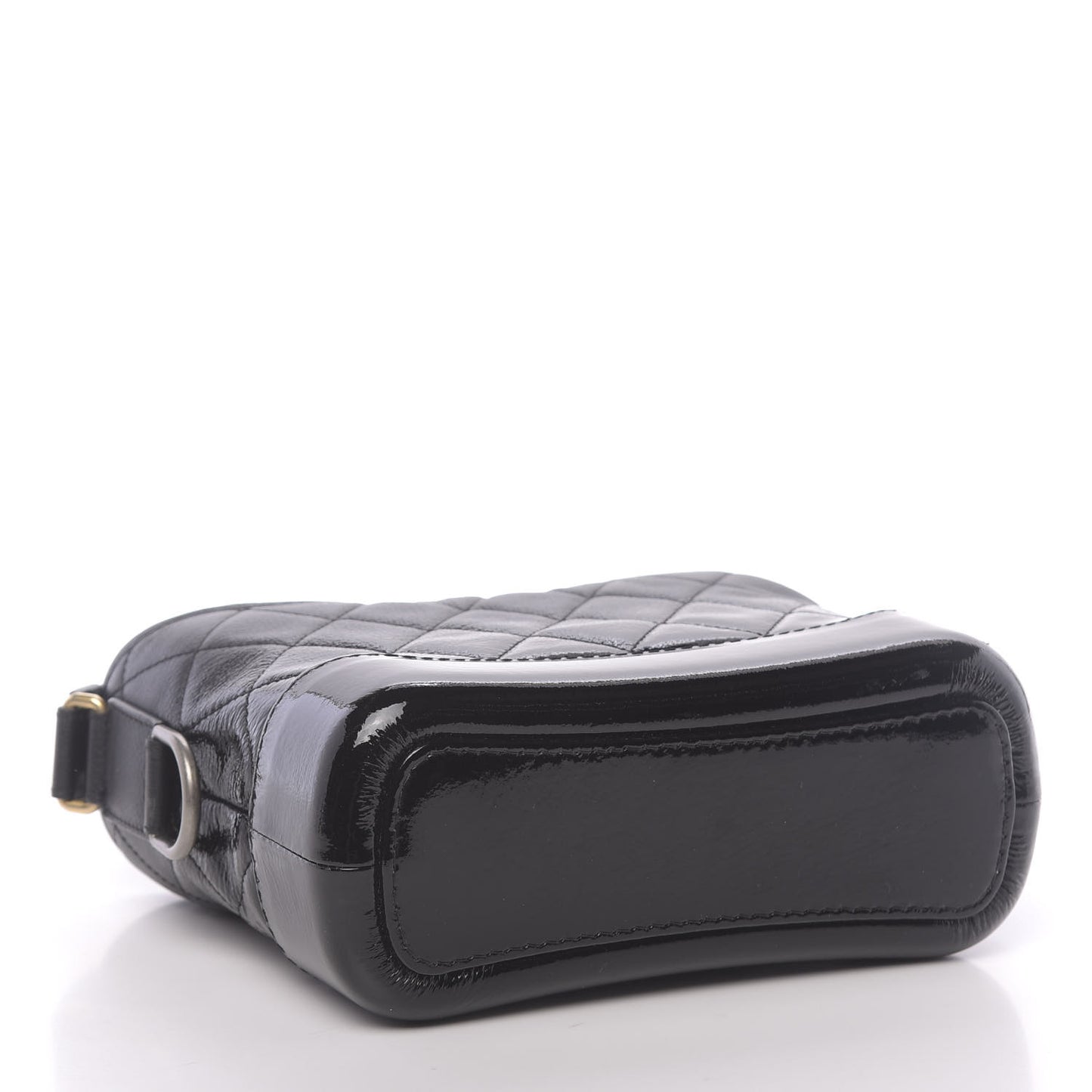 Patent Goatskin Quilted Small Gabrielle Hobo Black