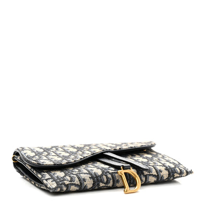 Christian Dior Oblique Saddle Chain Long Wallet Blue 5 of 12