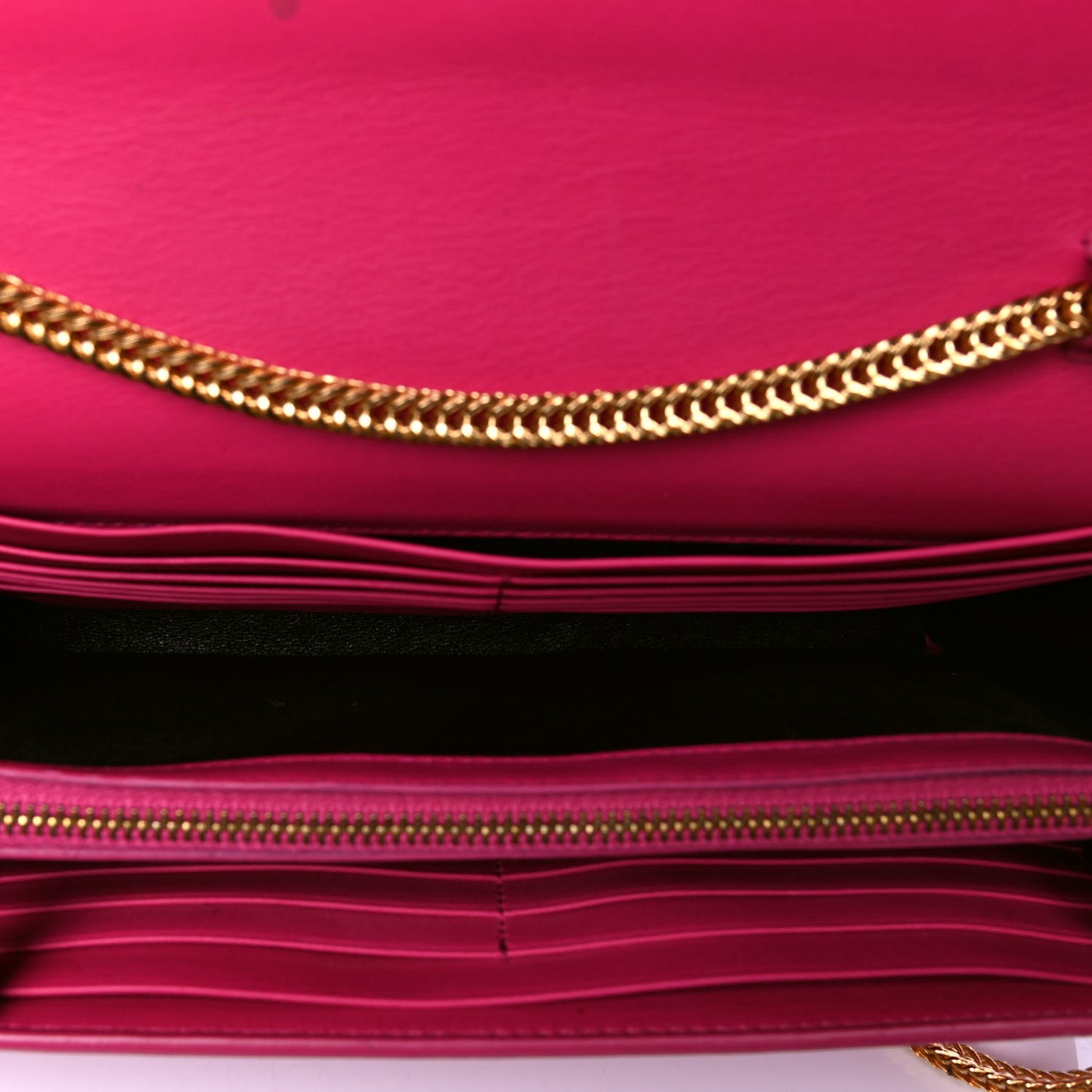 Calfskin Classic Y Ligne Chain Wallet Bubblegum